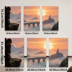 2D flat 1pc Majestic Fantasy Bridge Above Clouds Dreamscape Wall Art Decor Living Room Bedroom Modern Farmhouse Gallery Wrapped Canvas Prints