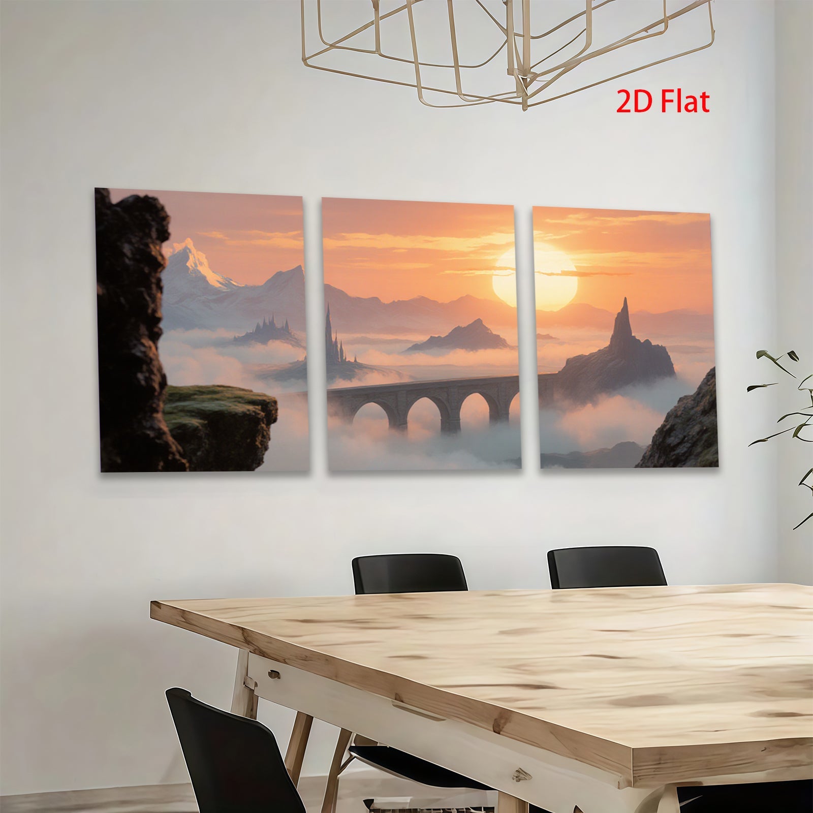 2D flat 1pc Majestic Fantasy Bridge Above Clouds Dreamscape Wall Art Decor Living Room Bedroom Modern Farmhouse Gallery Wrapped Canvas Prints