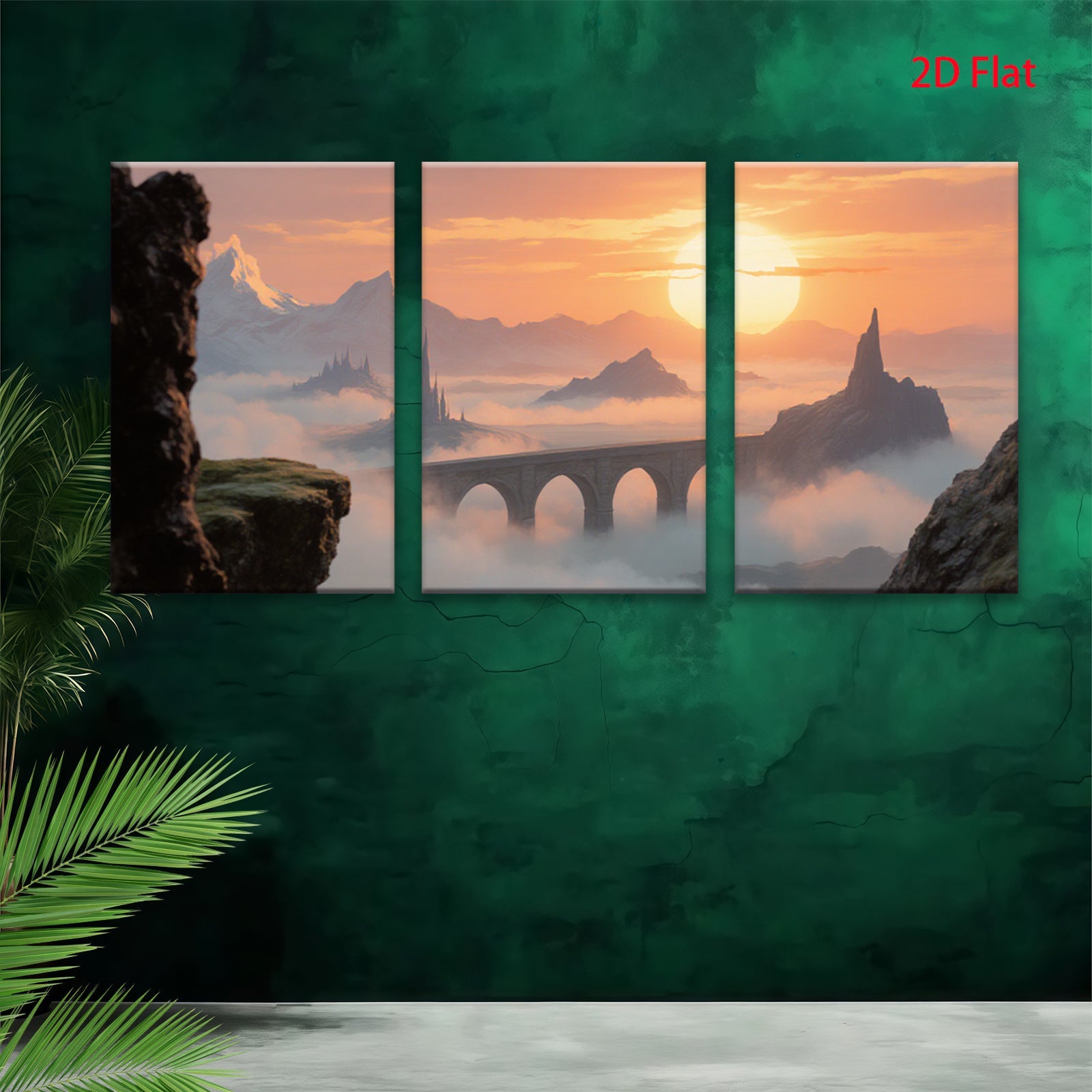 2D flat 1pc Majestic Fantasy Bridge Above Clouds Dreamscape Wall Art Decor Living Room Bedroom Modern Farmhouse Gallery Wrapped Canvas Prints