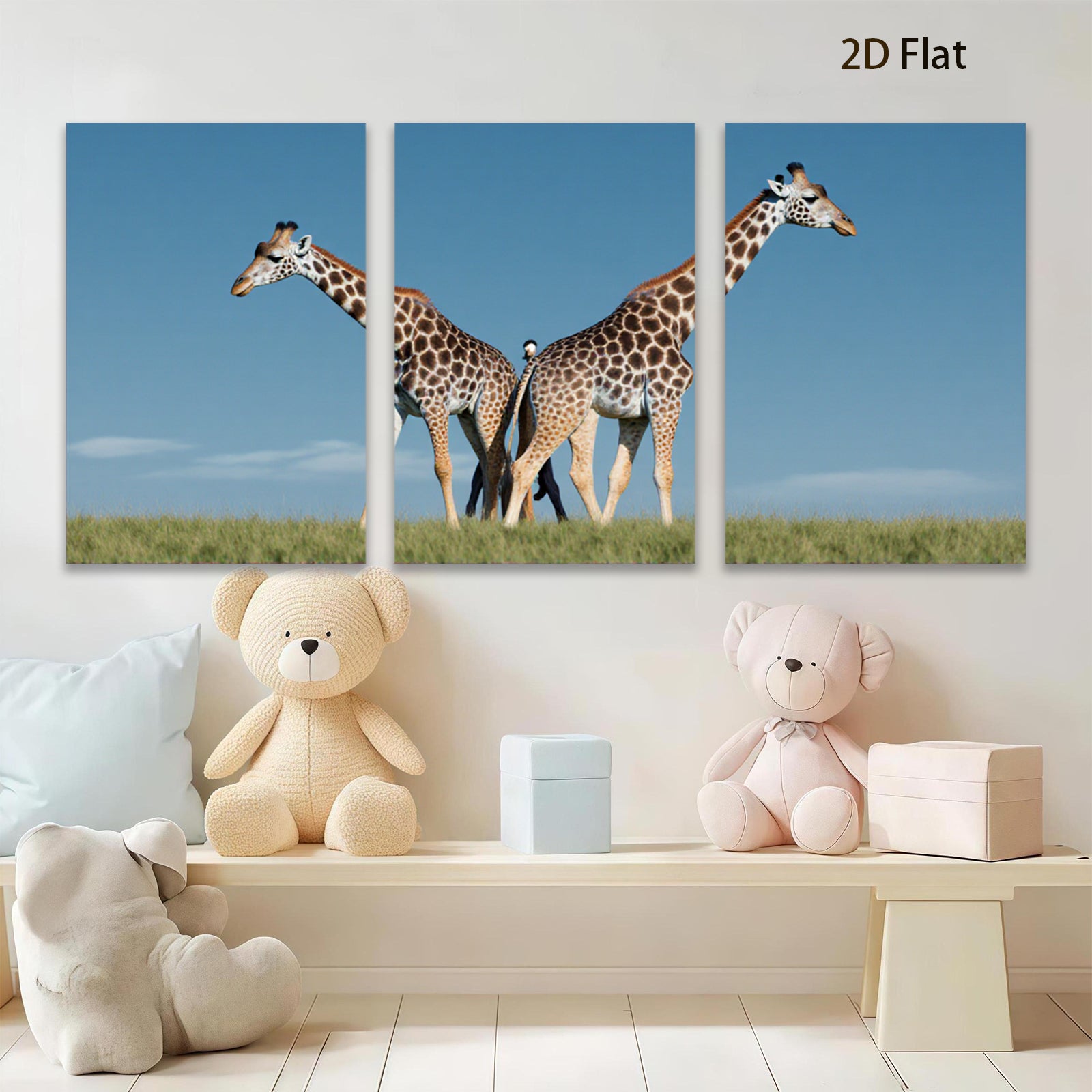 2D flat 1pc Majestic Giraffes Savannah Wildlife Canvas Wall Art Living Room Bedroom Decor Farmhouse Style Modern Gallery Wrapped Timeless Textured Prints