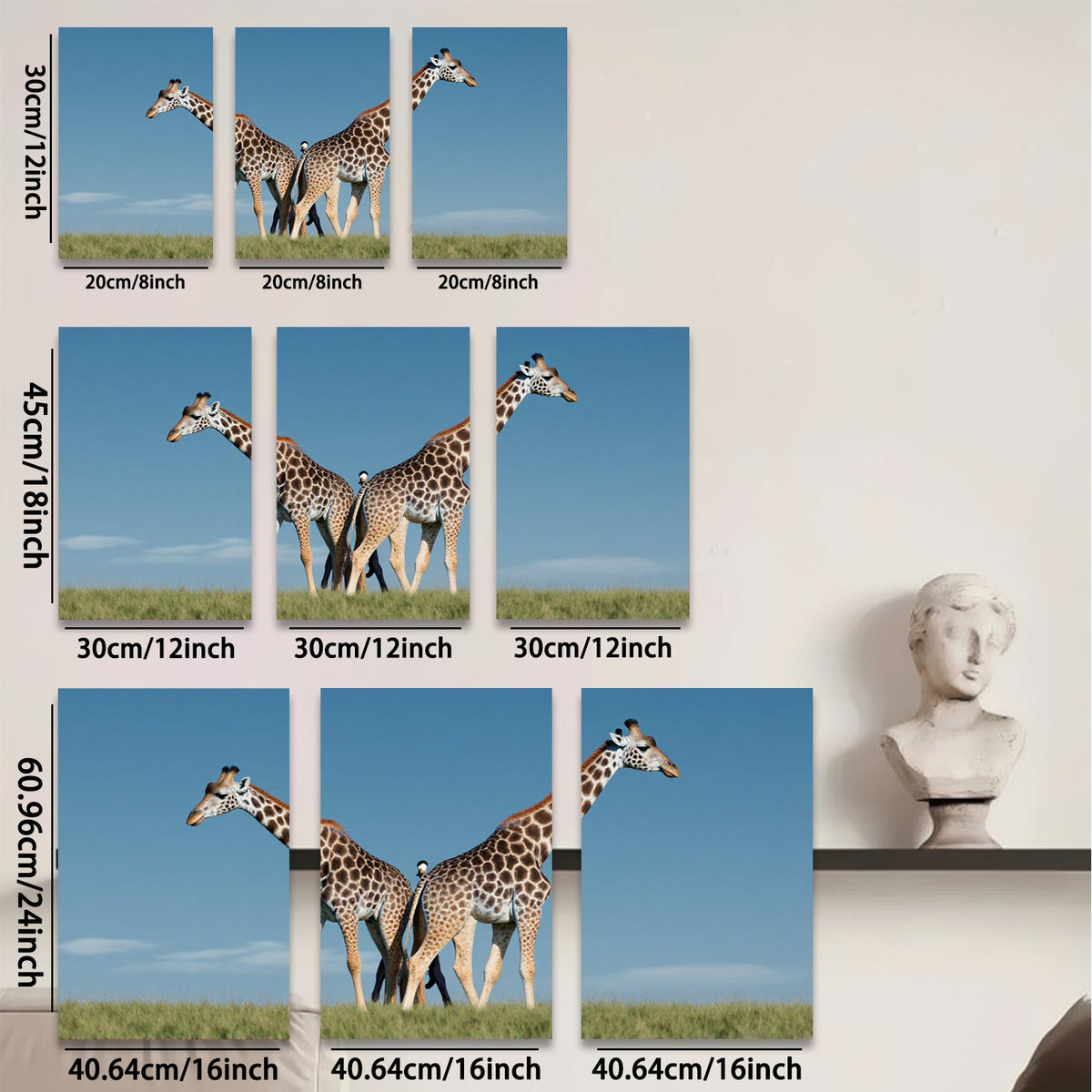2D flat 1pc Majestic Giraffes Savannah Wildlife Canvas Wall Art Living Room Bedroom Decor Farmhouse Style Modern Gallery Wrapped Timeless Textured Prints
