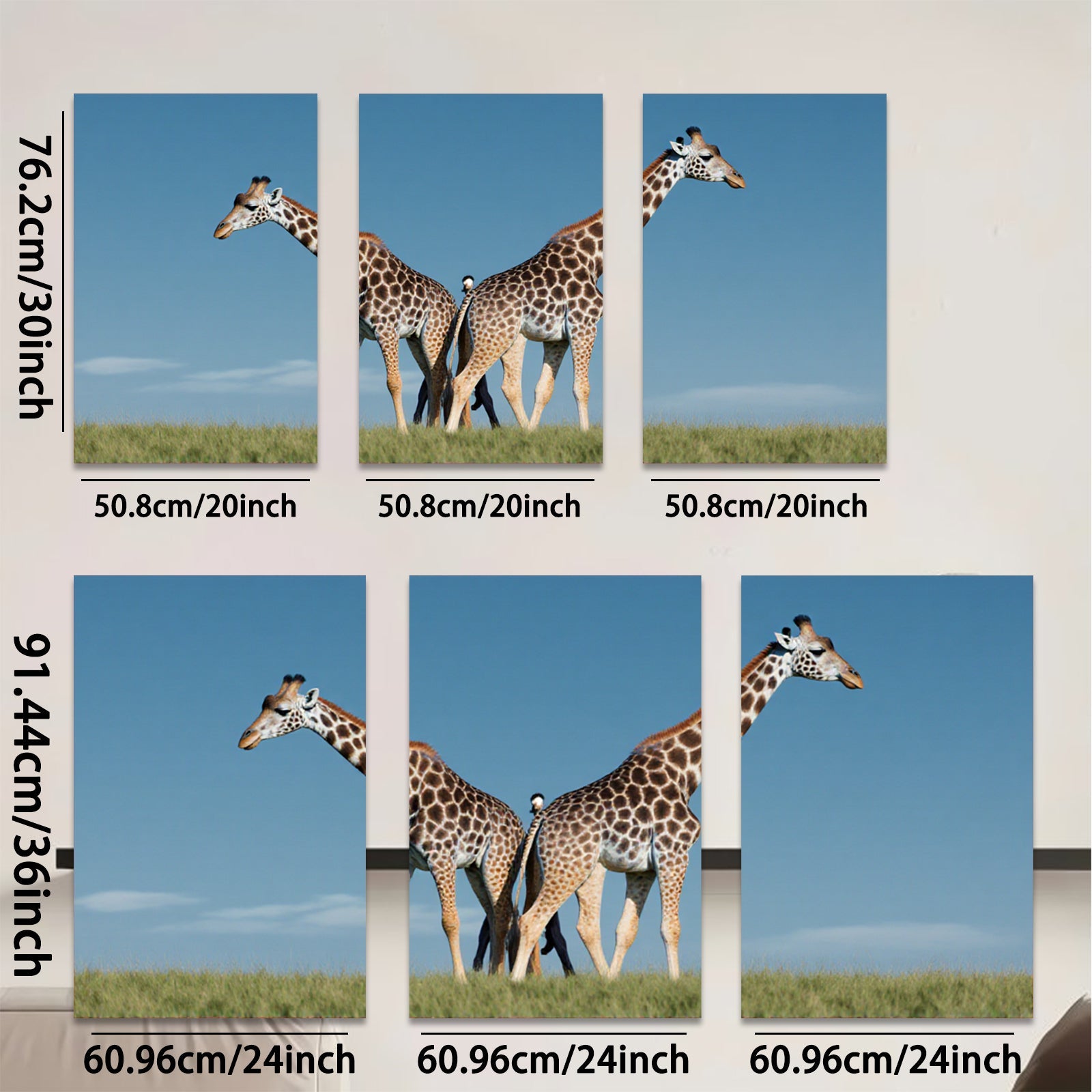 2D flat 1pc Majestic Giraffes Savannah Wildlife Canvas Wall Art Living Room Bedroom Decor Farmhouse Style Modern Gallery Wrapped Timeless Textured Prints
