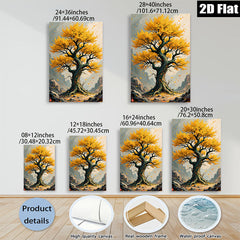 2D flat 1pc Majestic Golden Autumn Tree Landscape Wall Art Prints for Living Room Bedroom Home Decor Canvas Painting Large Size Modern Farmhouse Style