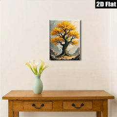 2D flat 1pc Majestic Golden Autumn Tree Landscape Wall Art Prints for Living Room Bedroom Home Decor Canvas Painting Large Size Modern Farmhouse Style
