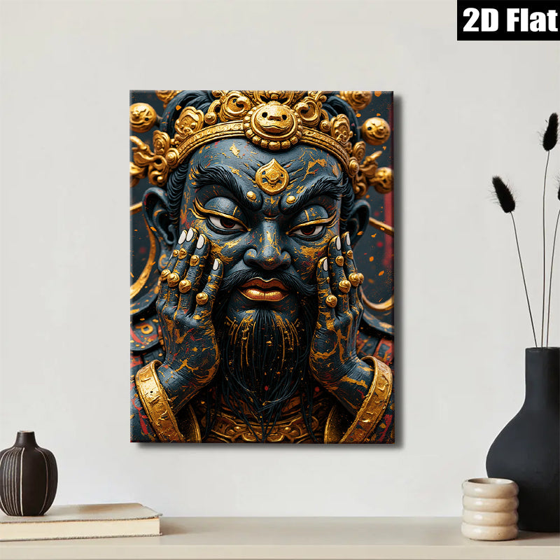 2D flat 1pc Majestic Golden Dragon Face Portrait Wall Art Decor Living Room Bedroom Modern Farmhouse Gallery Wrapped Canvas Prints Coastal Bohemian Style