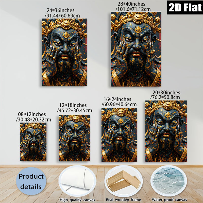 2D flat 1pc Majestic Golden Dragon Face Portrait Wall Art Decor Living Room Bedroom Modern Farmhouse Gallery Wrapped Canvas Prints Coastal Bohemian Style