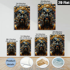 2D flat 1pc Majestic Golden Dragon Face Portrait Wall Art Decor Living Room Bedroom Modern Farmhouse Gallery Wrapped Canvas Prints Coastal Bohemian Style
