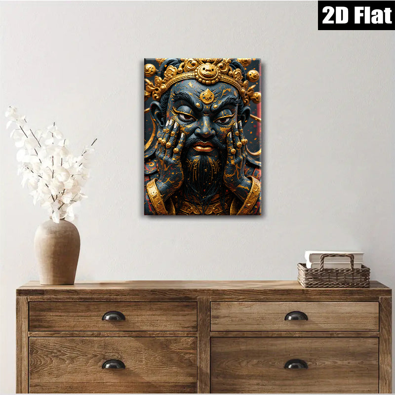 2D flat 1pc Majestic Golden Dragon Face Portrait Wall Art Decor Living Room Bedroom Modern Farmhouse Gallery Wrapped Canvas Prints Coastal Bohemian Style
