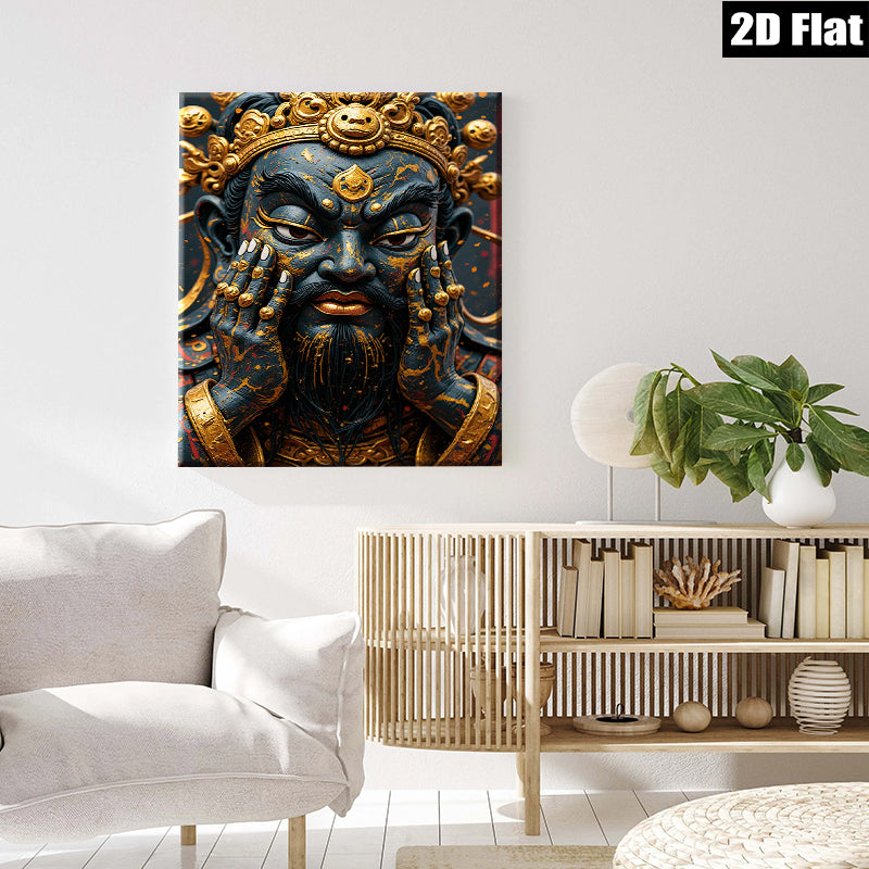 2D flat 1pc Majestic Golden Dragon Face Portrait Wall Art Decor Living Room Bedroom Modern Farmhouse Gallery Wrapped Canvas Prints Coastal Bohemian Style