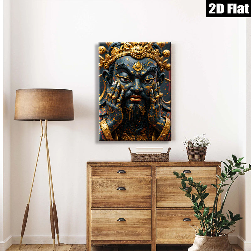 2D flat 1pc Majestic Golden Dragon Face Portrait Wall Art Decor Living Room Bedroom Modern Farmhouse Gallery Wrapped Canvas Prints Coastal Bohemian Style