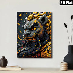 2D flat 1pc Majestic Golden Dragon Portrait Wall Art Canvas Prints Home Decor Living Room Bedroom Modern Farmhouse Aesthetic Gallery Wrapped Timeless Statement Piece