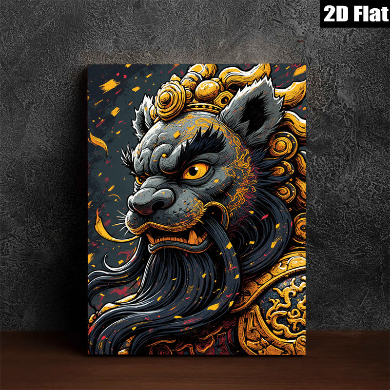 2D flat 1pc Majestic Golden Dragon Portrait Wall Art Canvas Prints Home Decor Living Room Bedroom Modern Farmhouse Aesthetic Gallery Wrapped Timeless Statement Piece
