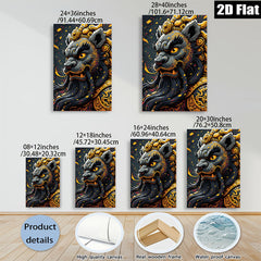 2D flat 1pc Majestic Golden Dragon Portrait Wall Art Canvas Prints Home Decor Living Room Bedroom Modern Farmhouse Aesthetic Gallery Wrapped Timeless Statement Piece