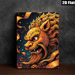 2D flat 1pc Majestic Golden Dragon Wall Art Eastern Mythology Decor Living Room Bedroom Home Office Gallery Wrapped Canvas Prints Modern Farmhouse Aesthetic