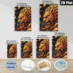 2D flat 1pc Majestic Golden Dragon Wall Art Eastern Mythology Decor Living Room Bedroom Home Office Gallery Wrapped Canvas Prints Modern Farmhouse Aesthetic