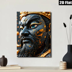 2D flat 1pc Majestic Golden Warrior Portrait Wall Art Living Room Bedroom Decor Gallery Wrapped Canvas Prints Home Office Stylish Modern Farmhouse Accent Piece
