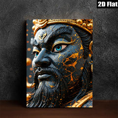 2D flat 1pc Majestic Golden Warrior Portrait Wall Art Living Room Bedroom Decor Gallery Wrapped Canvas Prints Home Office Stylish Modern Farmhouse Accent Piece