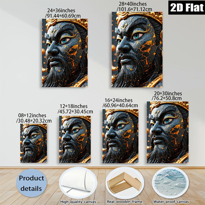 2D flat 1pc Majestic Golden Warrior Portrait Wall Art Living Room Bedroom Decor Gallery Wrapped Canvas Prints Home Office Stylish Modern Farmhouse Accent Piece