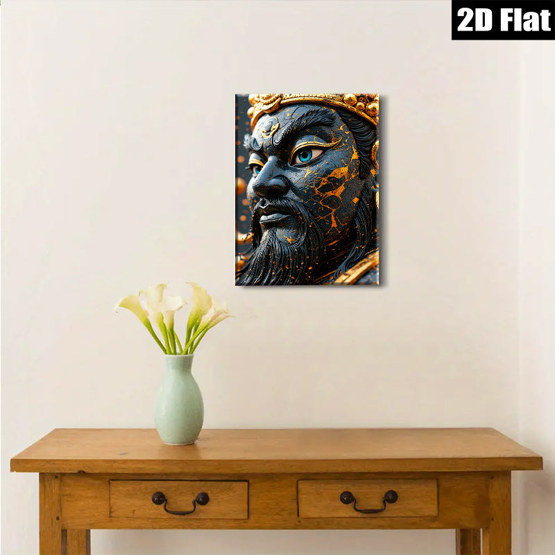 2D flat 1pc Majestic Golden Warrior Portrait Wall Art Living Room Bedroom Decor Gallery Wrapped Canvas Prints Home Office Stylish Modern Farmhouse Accent Piece