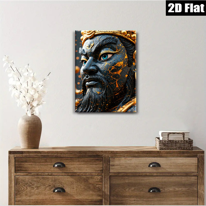 2D flat 1pc Majestic Golden Warrior Portrait Wall Art Living Room Bedroom Decor Gallery Wrapped Canvas Prints Home Office Stylish Modern Farmhouse Accent Piece