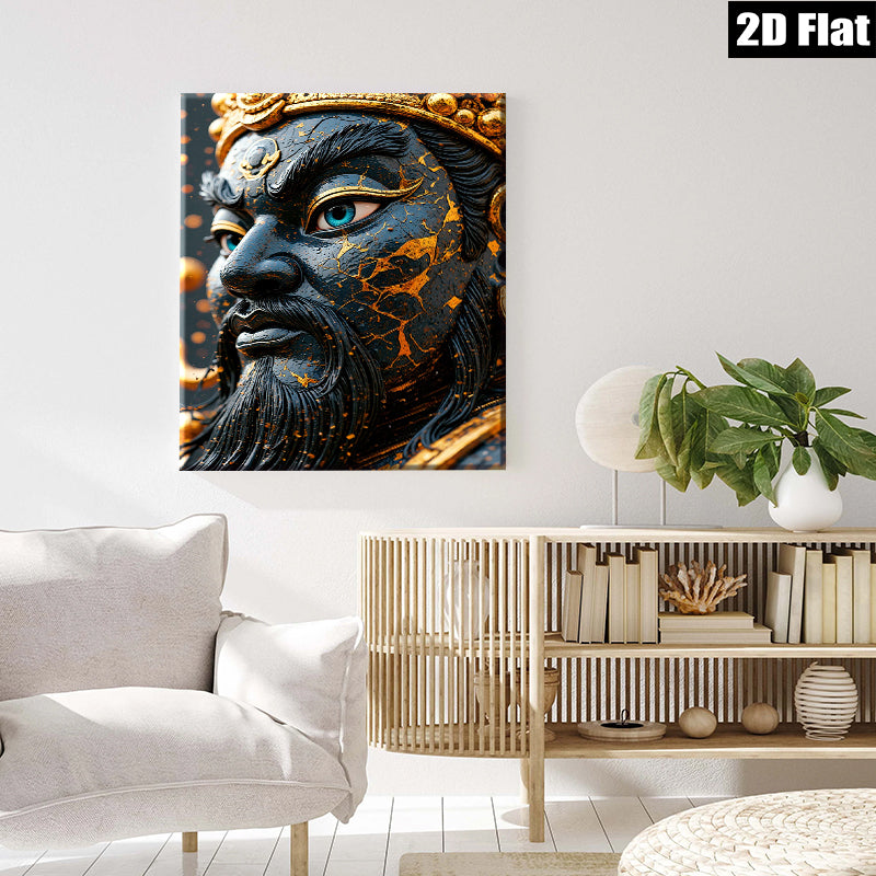 2D flat 1pc Majestic Golden Warrior Portrait Wall Art Living Room Bedroom Decor Gallery Wrapped Canvas Prints Home Office Stylish Modern Farmhouse Accent Piece