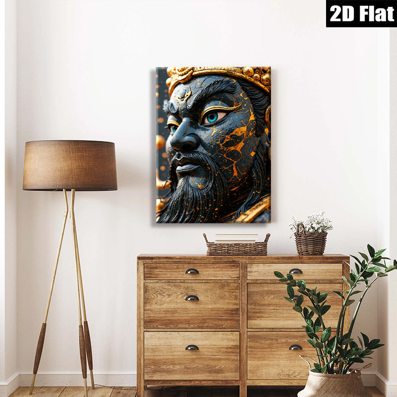 2D flat 1pc Majestic Golden Warrior Portrait Wall Art Living Room Bedroom Decor Gallery Wrapped Canvas Prints Home Office Stylish Modern Farmhouse Accent Piece