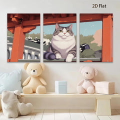 2D flat 1pc Majestic Gray White Cat Portrait Wall Art Living Room Bedroom Home Decor Canvas Prints Modern Farmhouse Style Cozy Aesthetic Gift Ideas