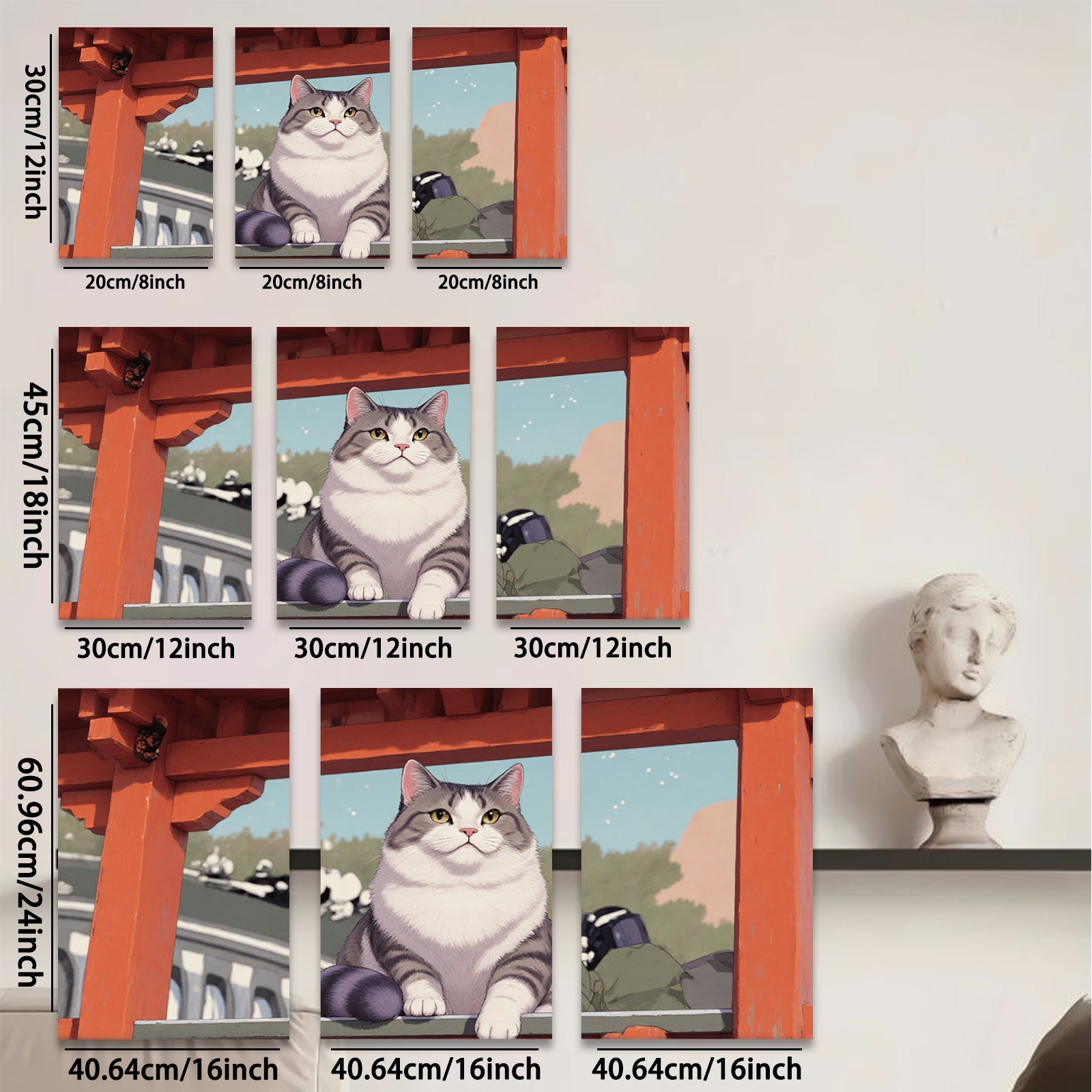 2D flat 1pc Majestic Gray White Cat Portrait Wall Art Living Room Bedroom Home Decor Canvas Prints Modern Farmhouse Style Cozy Aesthetic Gift Ideas