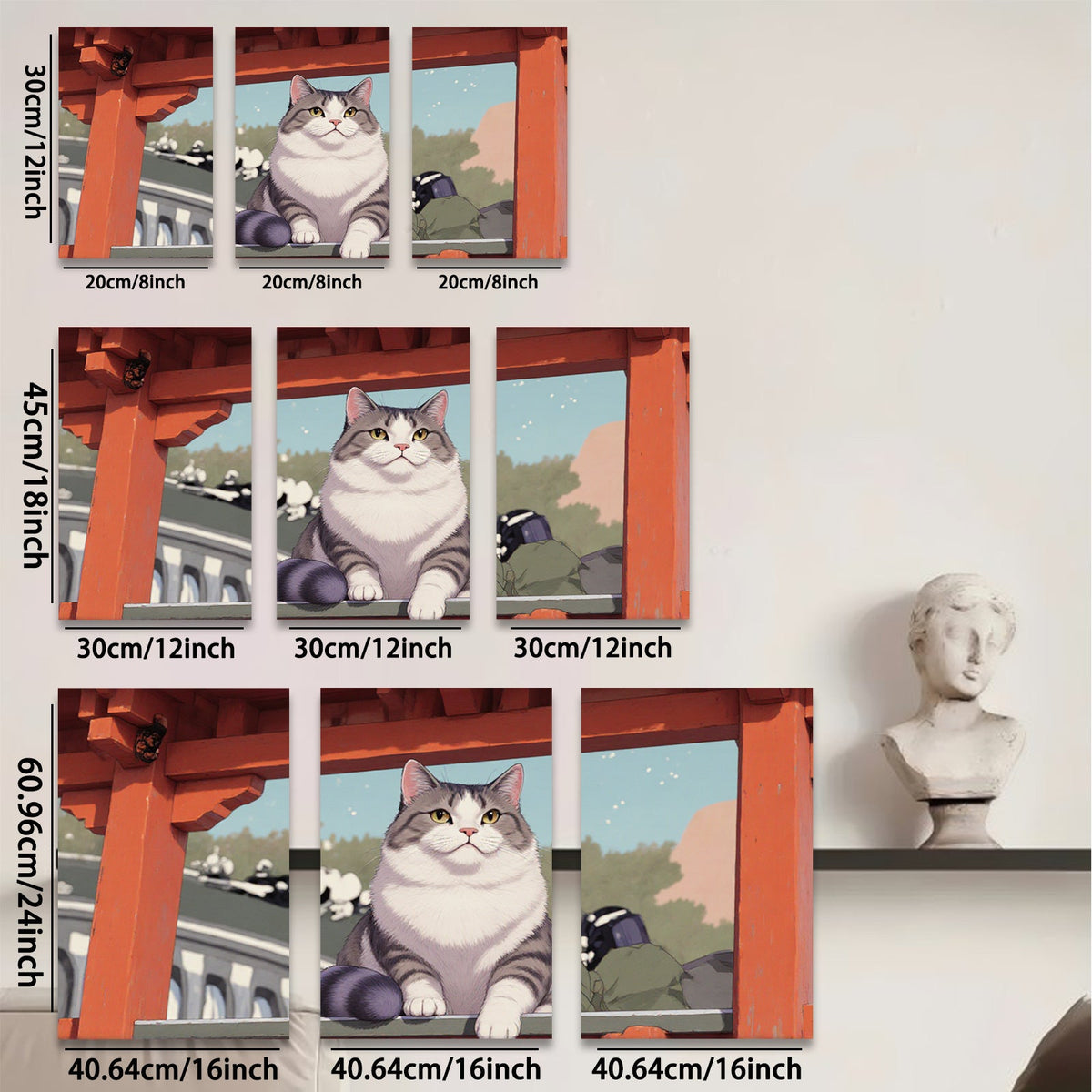 2D flat 1pc Majestic Gray White Cat Portrait Wall Art Living Room Bedroom Home Decor Canvas Prints Modern Farmhouse Style Cozy Aesthetic Gift Ideas