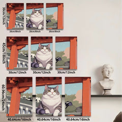 2D flat 1pc Majestic Gray White Cat Portrait Wall Art Living Room Bedroom Home Decor Canvas Prints Modern Farmhouse Style Cozy Aesthetic Gift Ideas