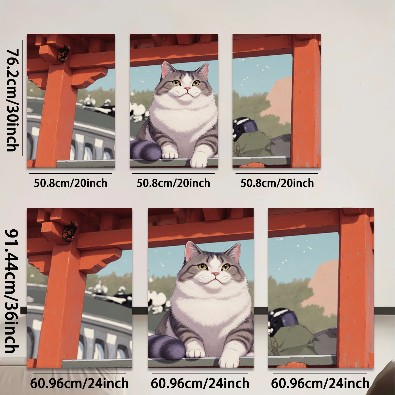 2D flat 1pc Majestic Gray White Cat Portrait Wall Art Living Room Bedroom Home Decor Canvas Prints Modern Farmhouse Style Cozy Aesthetic Gift Ideas