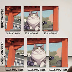 2D flat 1pc Majestic Gray White Cat Portrait Wall Art Living Room Bedroom Home Decor Canvas Prints Modern Farmhouse Style Cozy Aesthetic Gift Ideas