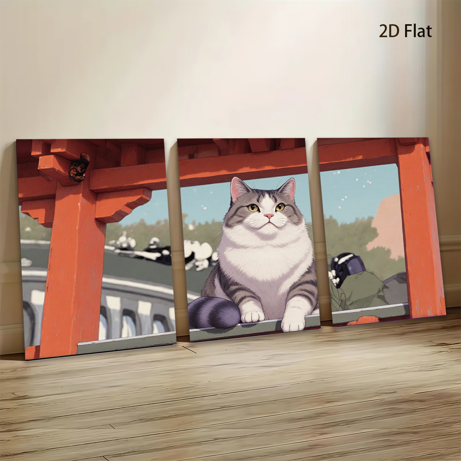 2D flat 1pc Majestic Gray White Cat Portrait Wall Art Living Room Bedroom Home Decor Canvas Prints Modern Farmhouse Style Cozy Aesthetic Gift Ideas
