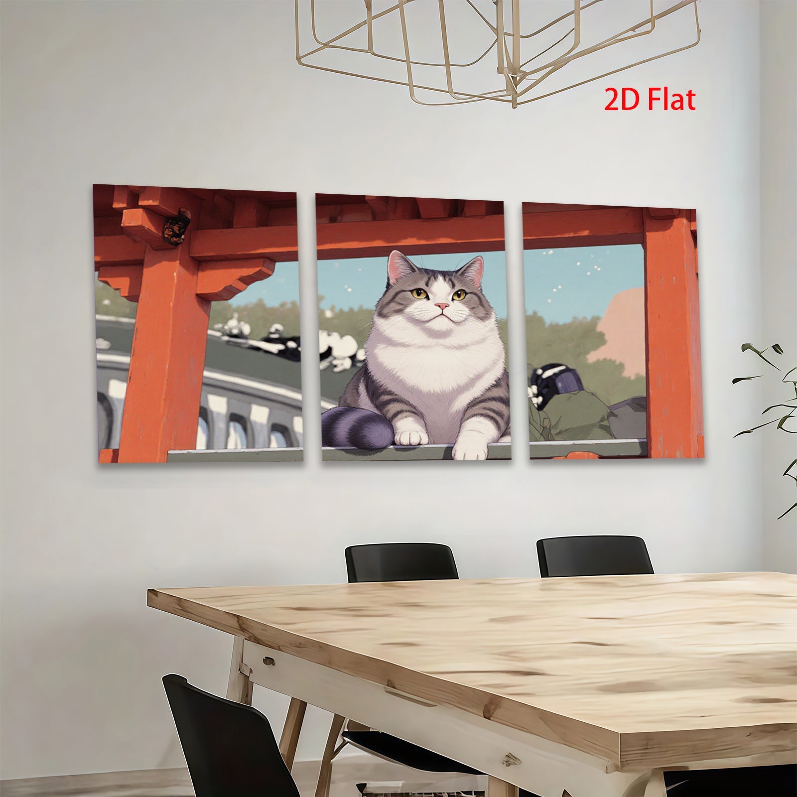 2D flat 1pc Majestic Gray White Cat Portrait Wall Art Living Room Bedroom Home Decor Canvas Prints Modern Farmhouse Style Cozy Aesthetic Gift Ideas