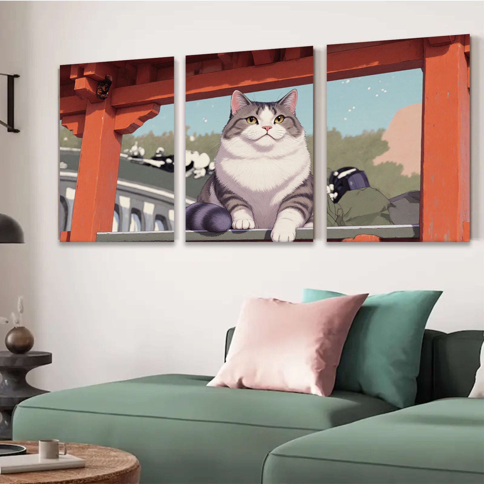 2D flat 1pc Majestic Gray White Cat Portrait Wall Art Living Room Bedroom Home Decor Canvas Prints Modern Farmhouse Style Cozy Aesthetic Gift Ideas