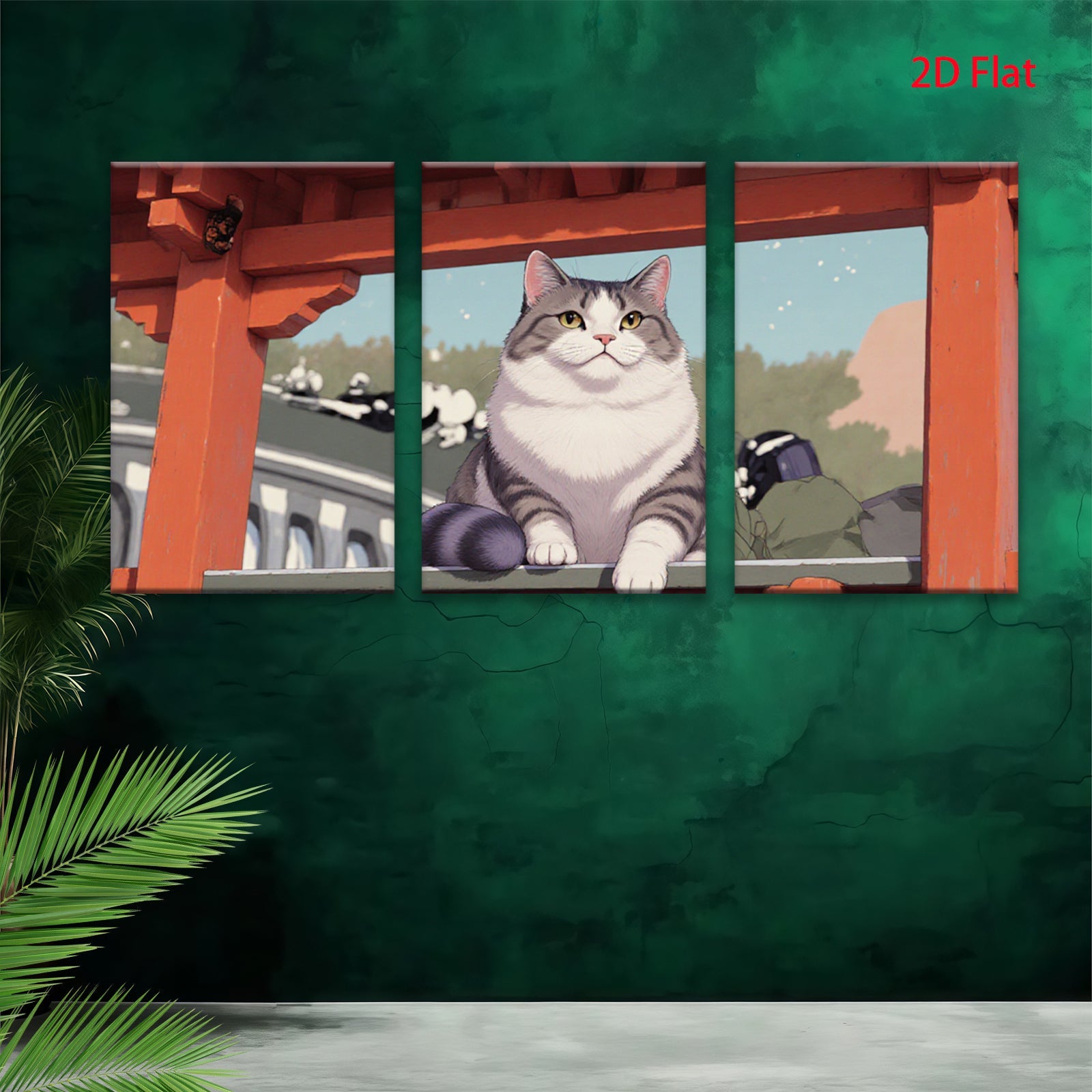 2D flat 1pc Majestic Gray White Cat Portrait Wall Art Living Room Bedroom Home Decor Canvas Prints Modern Farmhouse Style Cozy Aesthetic Gift Ideas