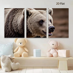 2D flat 1pc Majestic Grizzly Bear Portrait Wildlife Art Canvas Wall Decor Living Room Bedroom Modern Farmhouse Rustic Den Gallery Wrapped Timeless