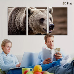 2D flat 1pc Majestic Grizzly Bear Portrait Wildlife Art Canvas Wall Decor Living Room Bedroom Modern Farmhouse Rustic Den Gallery Wrapped Timeless