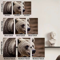 2D flat 1pc Majestic Grizzly Bear Portrait Wildlife Art Canvas Wall Decor Living Room Bedroom Modern Farmhouse Rustic Den Gallery Wrapped Timeless