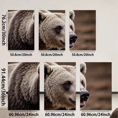 2D flat 1pc Majestic Grizzly Bear Portrait Wildlife Art Canvas Wall Decor Living Room Bedroom Modern Farmhouse Rustic Den Gallery Wrapped Timeless