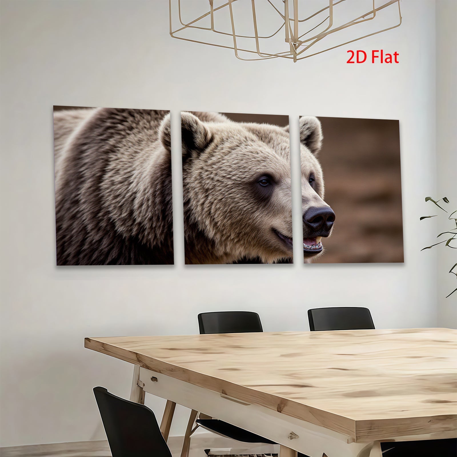 2D flat 1pc Majestic Grizzly Bear Portrait Wildlife Art Canvas Wall Decor Living Room Bedroom Modern Farmhouse Rustic Den Gallery Wrapped Timeless