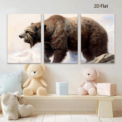 2D flat 1pc Majestic Grizzly Bear Wildlife Canvas Wall Art Decor For Living Room Bedroom Gallery Wrapped Modern Farmhouse Rustic Home Decor