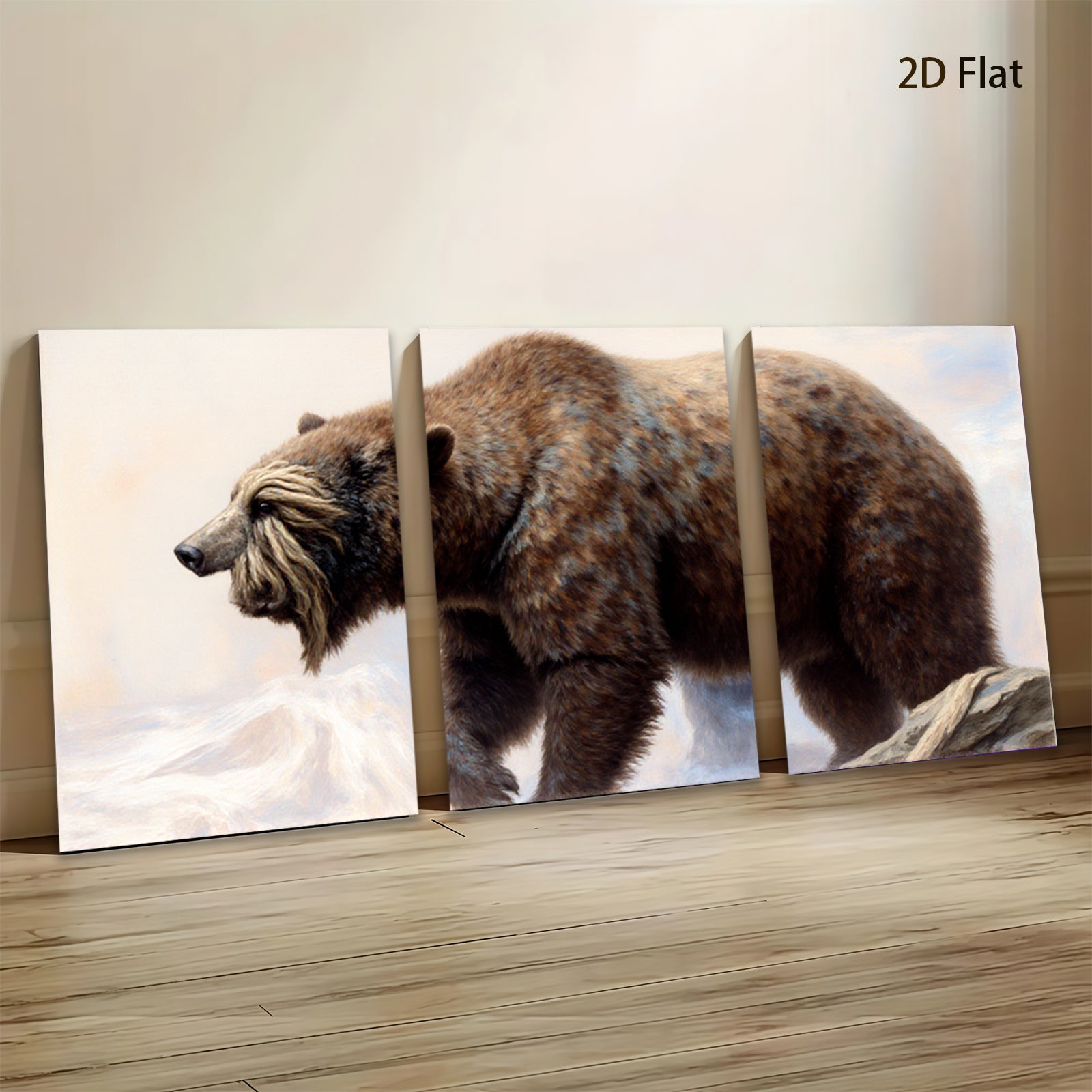 2D flat 1pc Majestic Grizzly Bear Wildlife Canvas Wall Art Decor For Living Room Bedroom Gallery Wrapped Modern Farmhouse Rustic Home Decor
