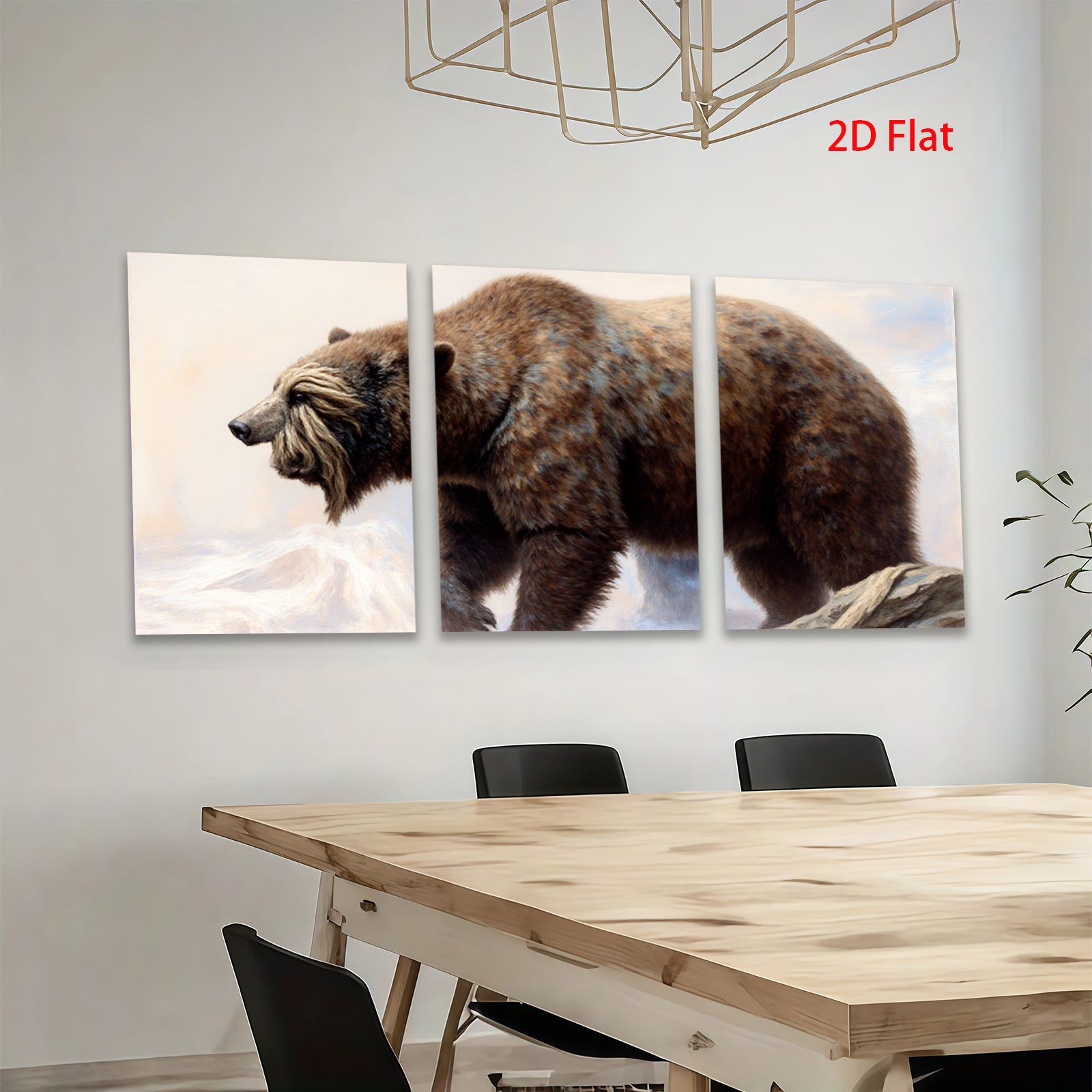 2D flat 1pc Majestic Grizzly Bear Wildlife Canvas Wall Art Decor For Living Room Bedroom Gallery Wrapped Modern Farmhouse Rustic Home Decor