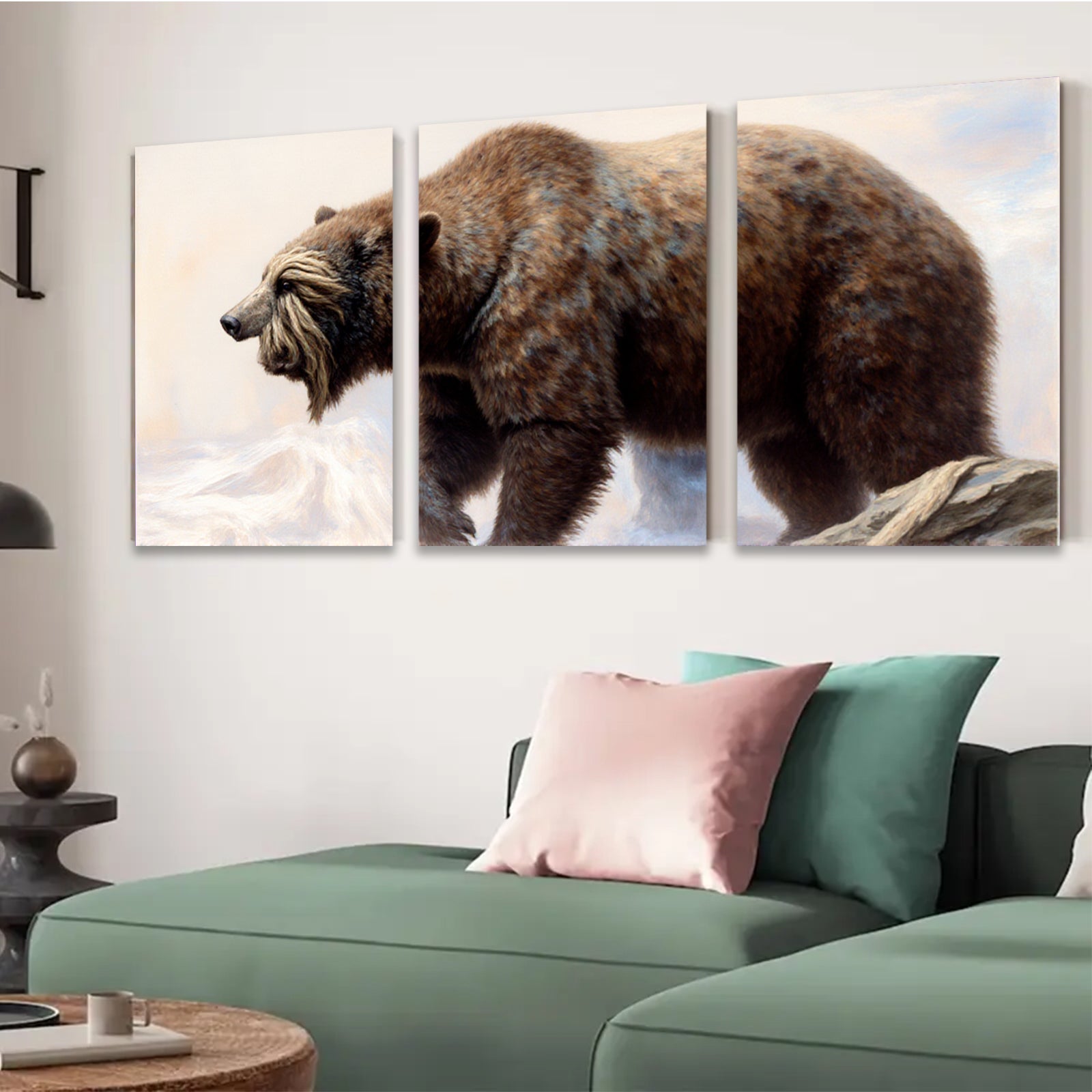 2D flat 1pc Majestic Grizzly Bear Wildlife Canvas Wall Art Decor For Living Room Bedroom Gallery Wrapped Modern Farmhouse Rustic Home Decor