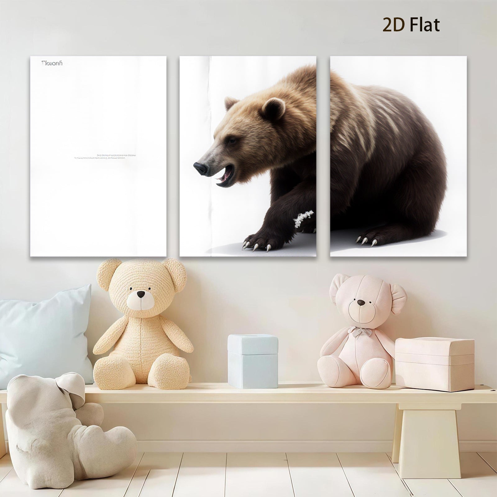 2D flat 1pc Majestic Grizzly Bear Wildlife Canvas Wall Art For Living Room Bedroom Decor Farmhouse Style Rustic Modern Gallery Wrapped Art Prints