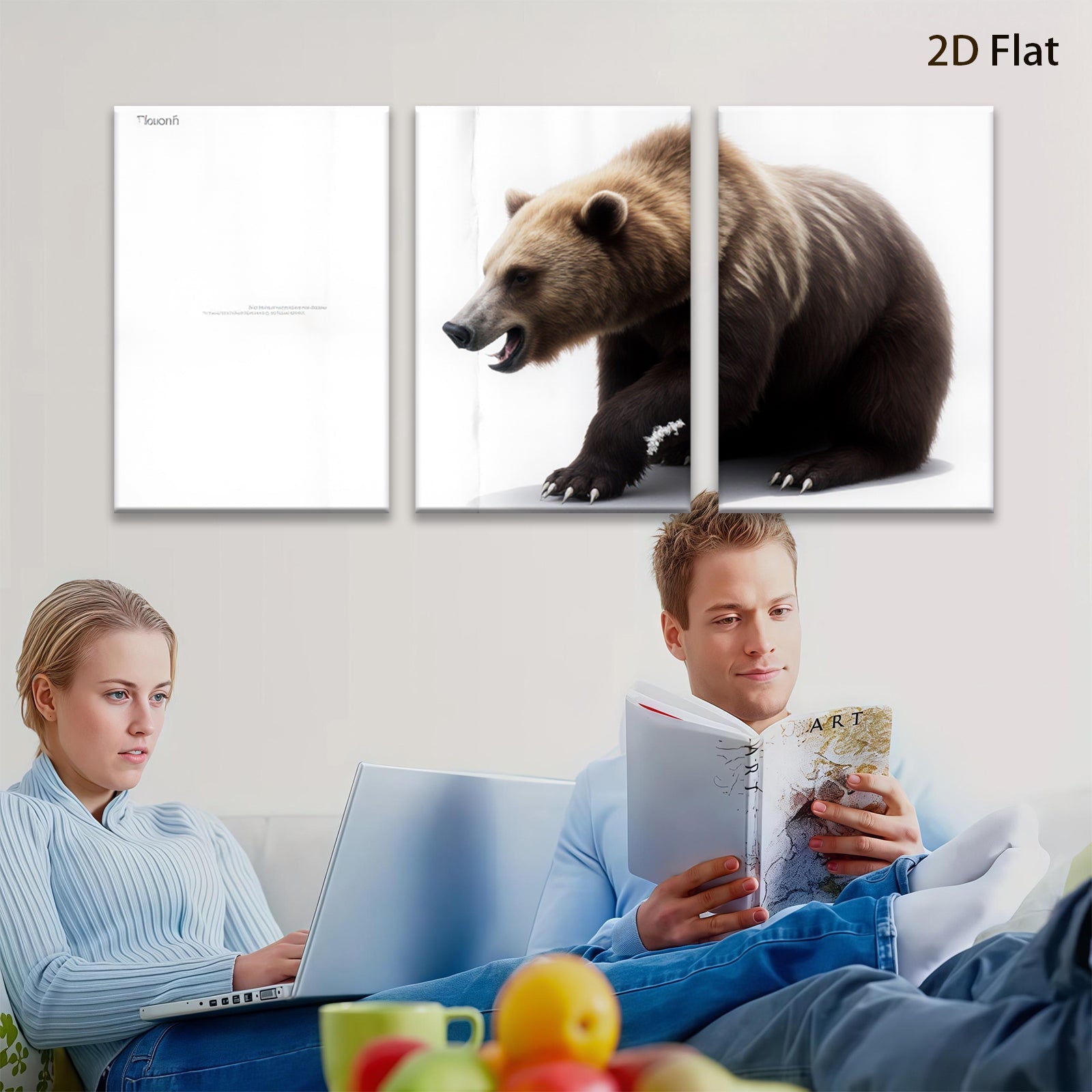 2D flat 1pc Majestic Grizzly Bear Wildlife Canvas Wall Art For Living Room Bedroom Decor Farmhouse Style Rustic Modern Gallery Wrapped Art Prints