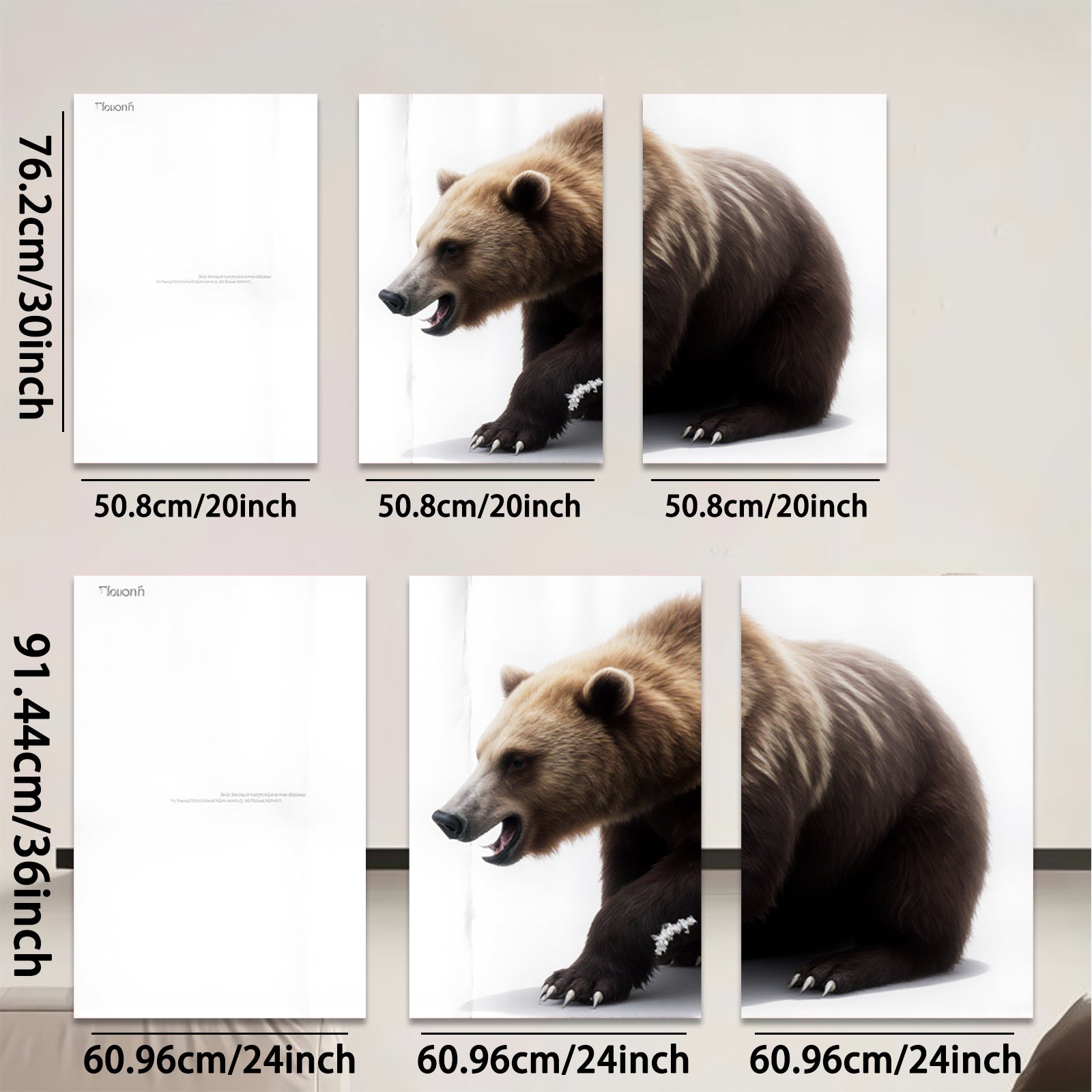 2D flat 1pc Majestic Grizzly Bear Wildlife Canvas Wall Art For Living Room Bedroom Decor Farmhouse Style Rustic Modern Gallery Wrapped Art Prints