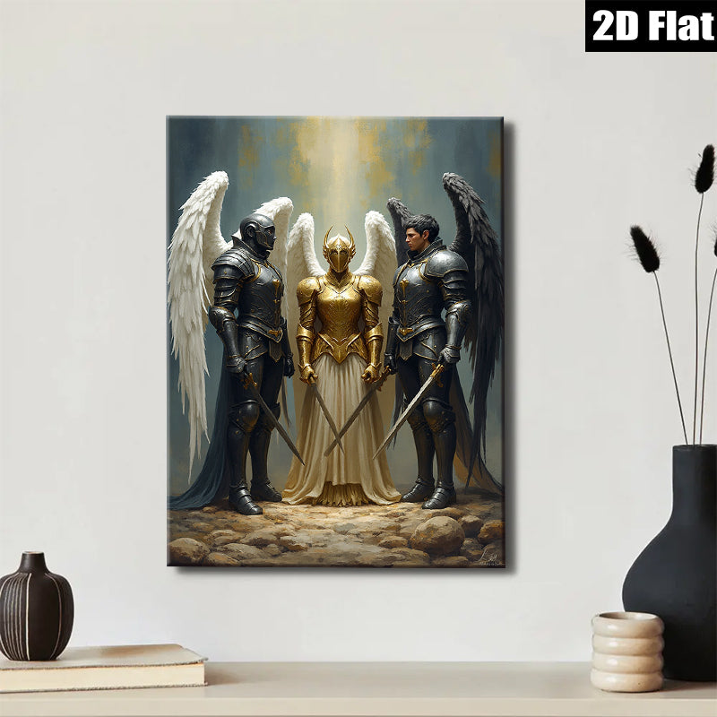 2D flat 1pc Majestic Guardian Angels Fantasy Art Wall Decor for Living Room Bedroom Office Gallery Wrapped Canvas Prints Home Decor Farmhouse Style
