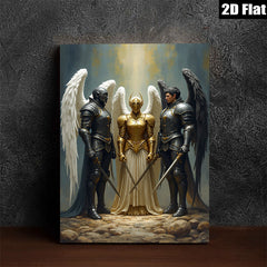 2D flat 1pc Majestic Guardian Angels Fantasy Art Wall Decor for Living Room Bedroom Office Gallery Wrapped Canvas Prints Home Decor Farmhouse Style